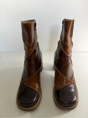Vintage 90s Amanda Smith Leather Patchwork Boots Brown 9M Brazil